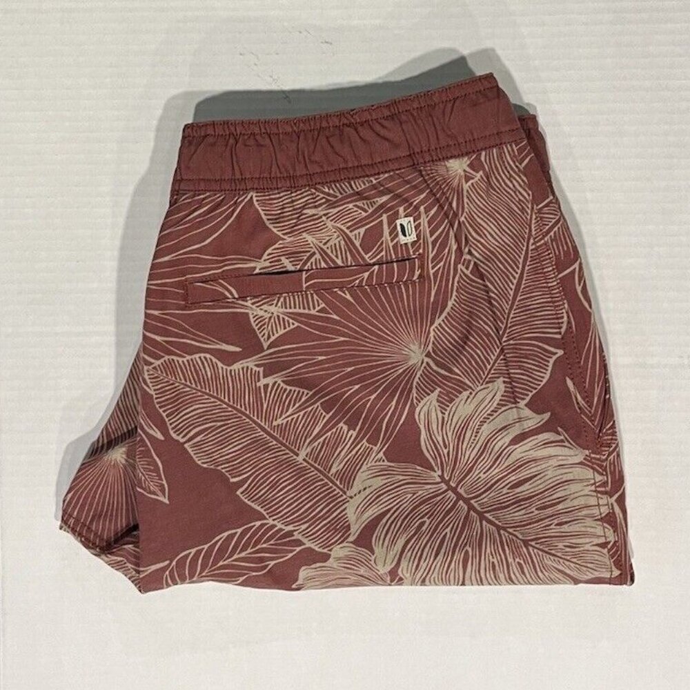Linksoul Men's Large‎ Red Patterned Drawstring Stretch Swim Shorts
